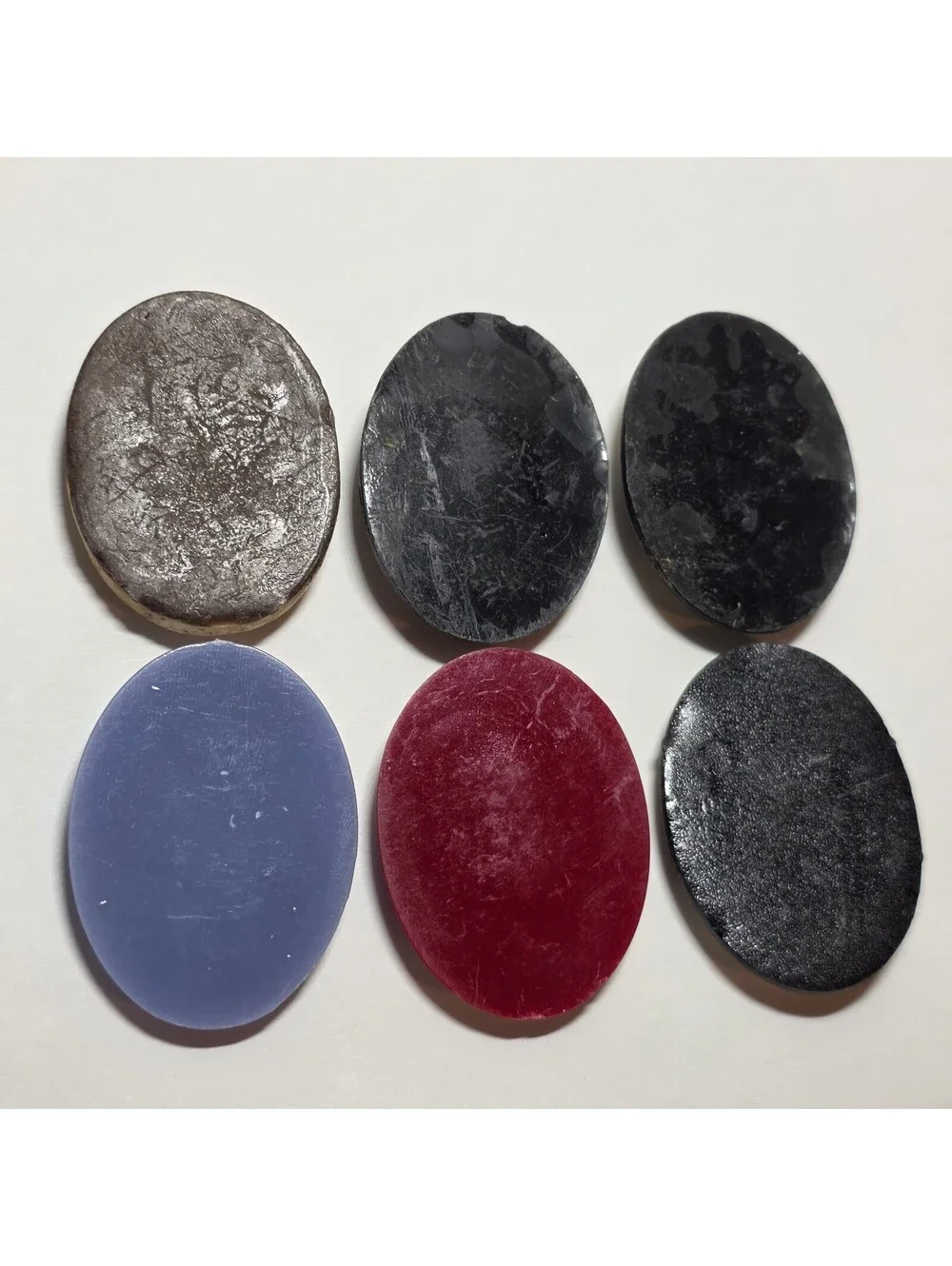 Lot of 6 Large Vintage Style Lady Cameo Cabochons Resin Mixed Colors EUC